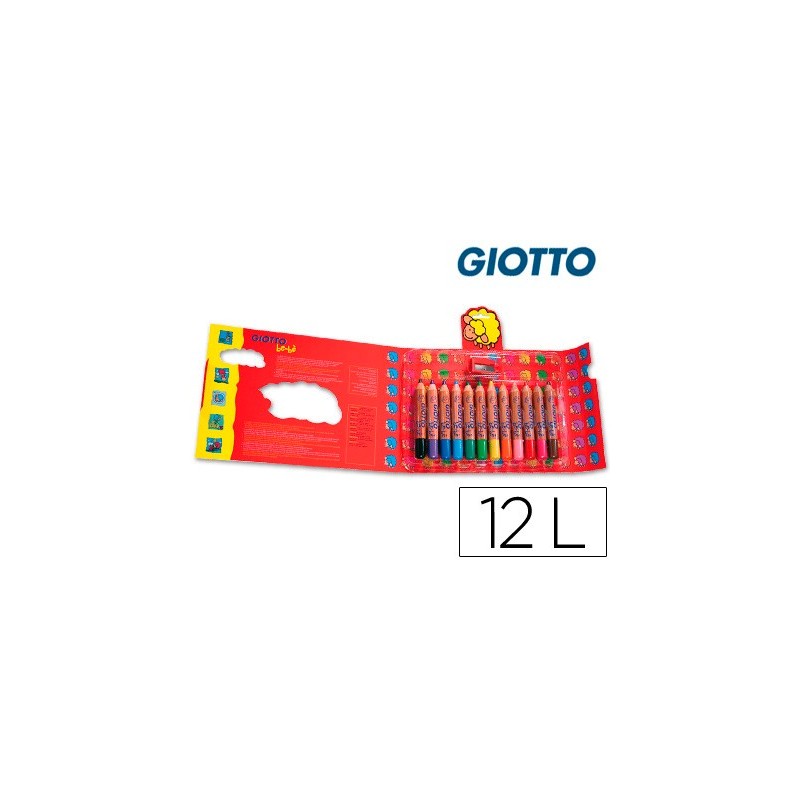 LAPICES DE COLORES GIOTTO SUPER BEBE CAJA DE 12 LAPICES COLORES SURTIDOS + SACAPUNTAS