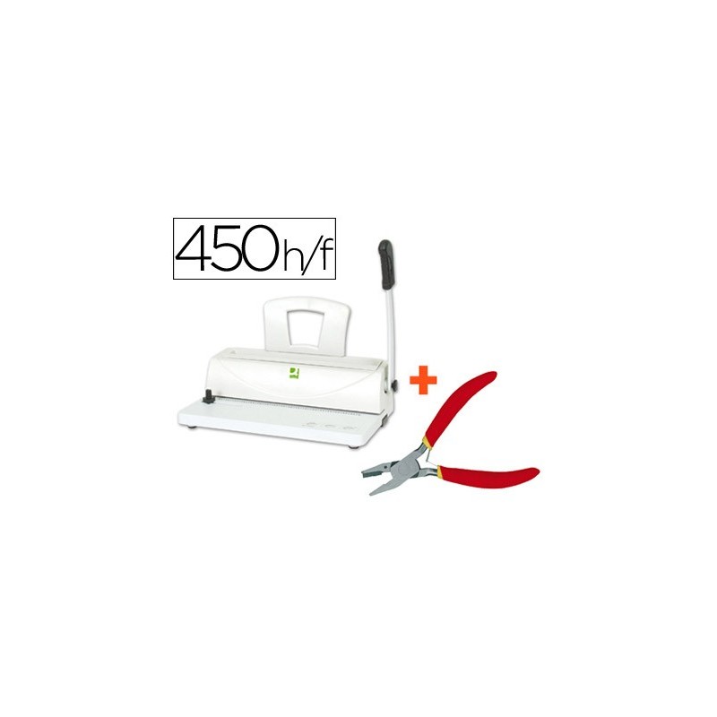 ENCUADERNADORA PARA ESPIRAL Q-CONNECT PERFORA 10 HOJAS TAMAO A4 ENCUADERNA HASTA 450 HOJAS PASO 5:1