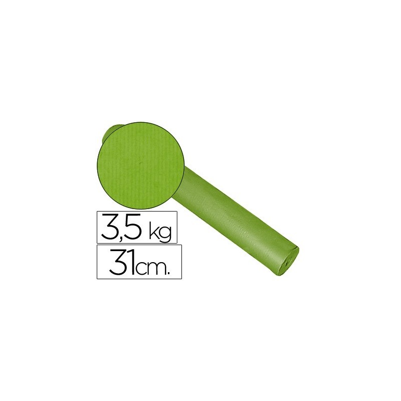 PAPEL DE REGALO KRAFT LISO BOBINA 31 CM 3,5 KG COLOR PISTACHO