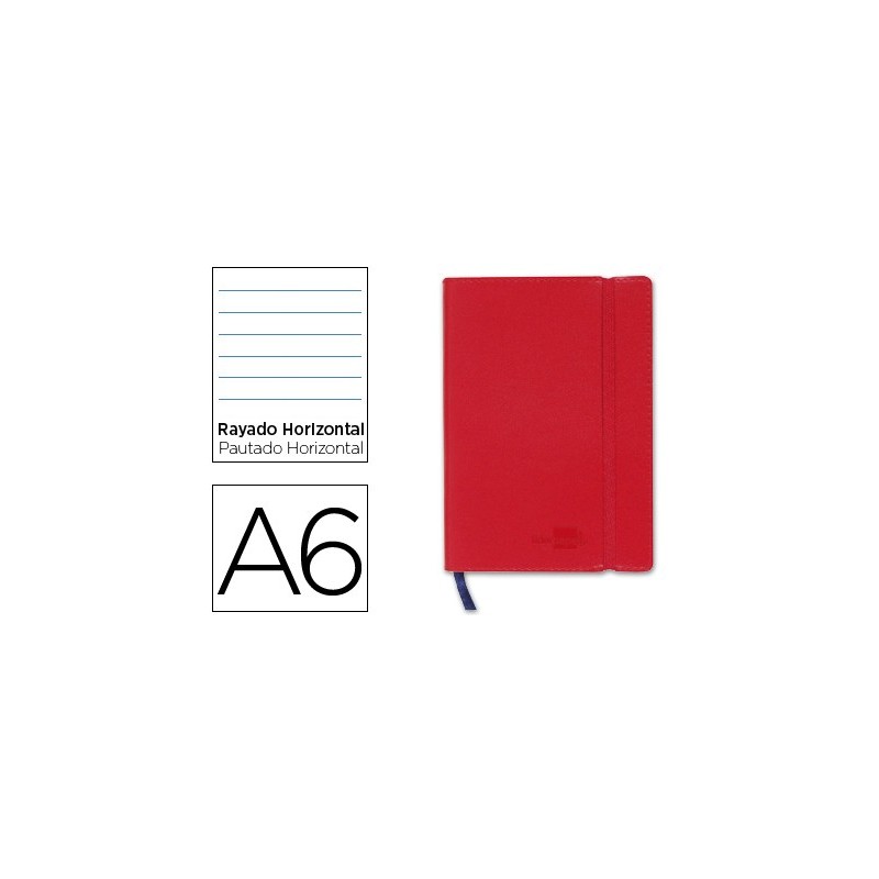 LIBRETA LIDERPAPEL SIMIL PIEL A6 120 HOJAS 70G/M2 HORIZONTAL SIN MARGEN ROJO