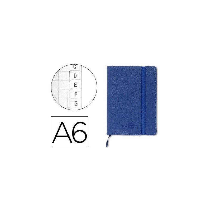 LIBRETA INDICE LIDERPAPEL SIMILPIEL A6 120 HOJAS 70G/M2 COLOR AZUL