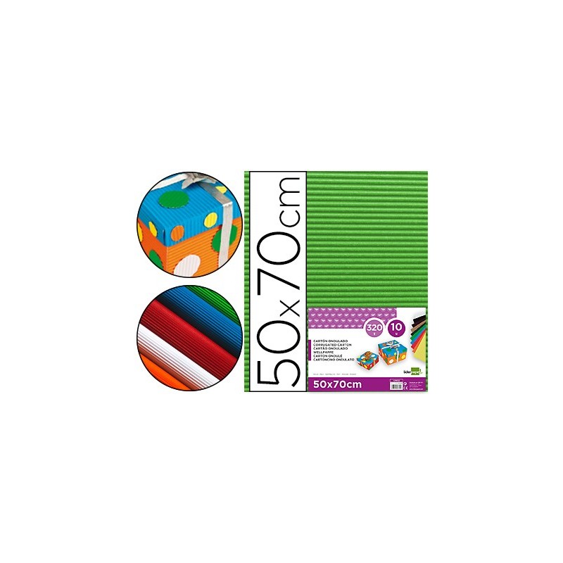 CARTON ONDULADO LIDERPAPEL 50 X 70CM 320G/M2 VERDE HOJA