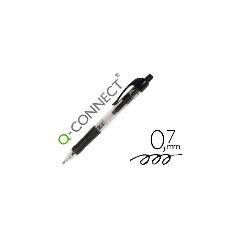 BOLIGRAFO Q-CONNECT NEGRO RETRACTIL CON SUJECION DE CAUCHO