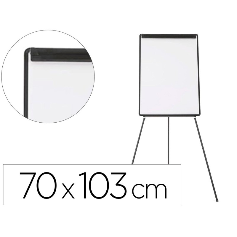 PIZARRA BLANCA Q-CONNECT CON TRIPODE 100X70 CM PARA CONVENCIONES SUPERFICIE LAMINADA MARCO NEGRO