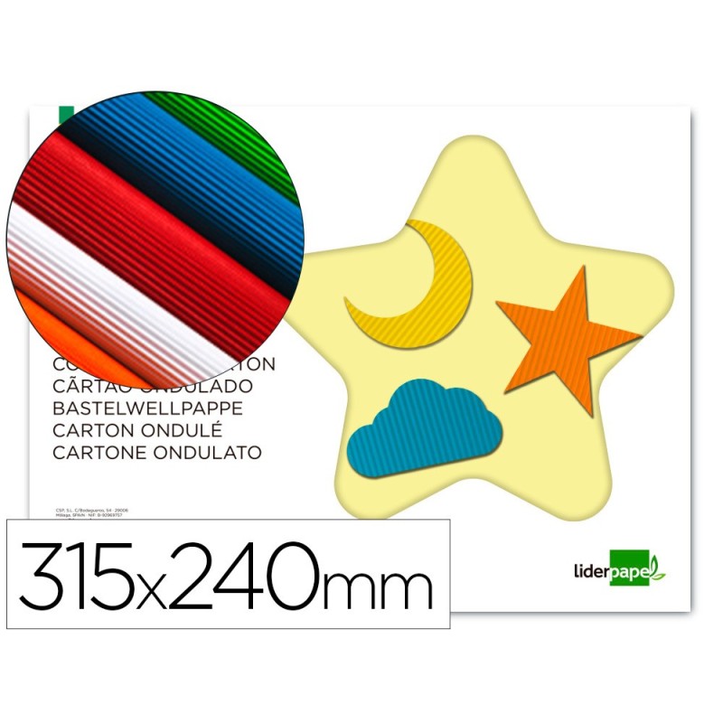 BLOC TRABAJOS MANUALES LIDERPAPEL CARTON ONDULADO 240X315MM 10 HOJAS COLORES SURTIDOS