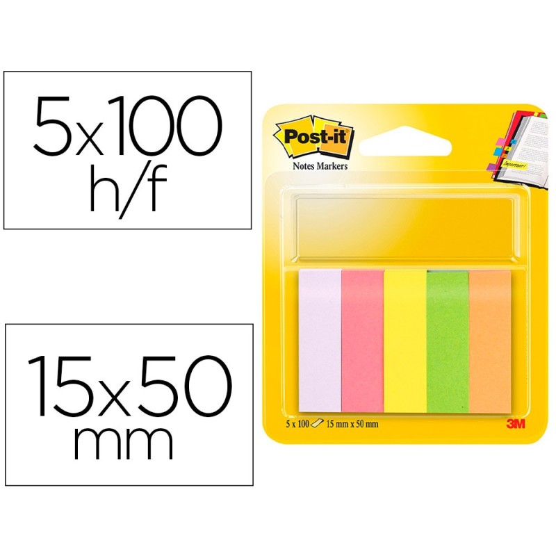 BLOC DE NOTAS ADHESIVAS QUITA Y PON POST-IT 15 X 50 MM COLORES SURTIDOS MININOTAS 670/5