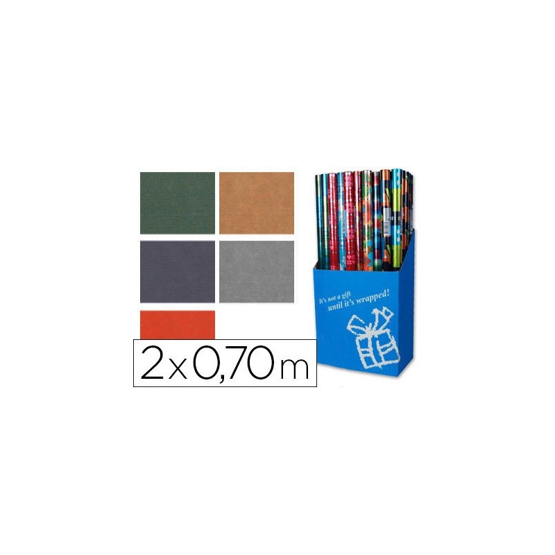 PAPEL DE REGALO COLORES LISOS KRAFT ROLLO DE 2 X 0,70 MT 60 GR