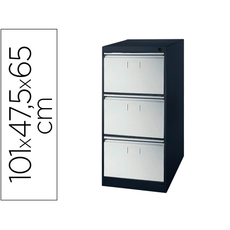 FICHERO CAJONES DE SUELO METALICO DE 3 CAJONES GRIS BITONO N.1375 ANTIVUELCO 101X65X47,5 CM