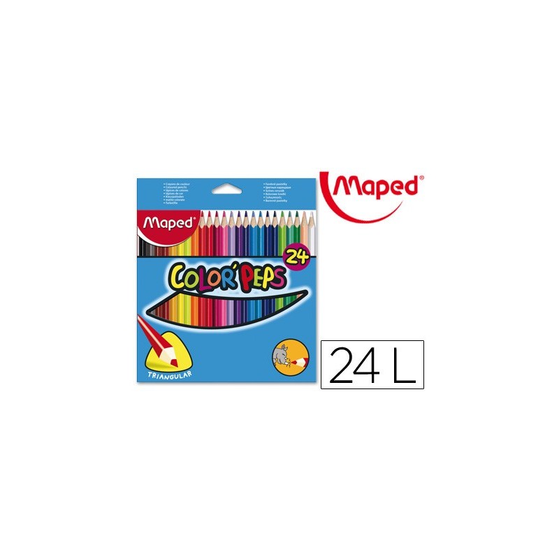 LAPICES DE COLORES MAPED TRIANGULARES CAJA DE 24 UNIDADES COLORES SURTIDOS