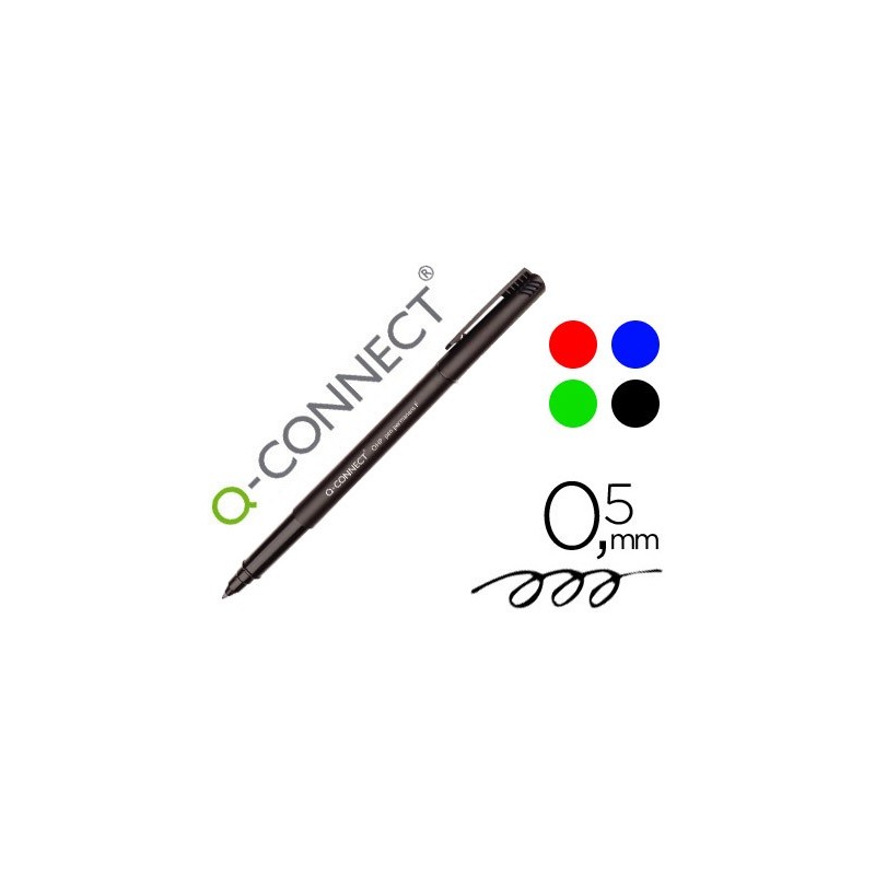 ROTULADOR Q-CONNECT RETROPROYECCION PUNTA FIBRA SUPER FINA REDONDA 0.5 MM PERMANENTE BOLSA 4 ROTULADORES