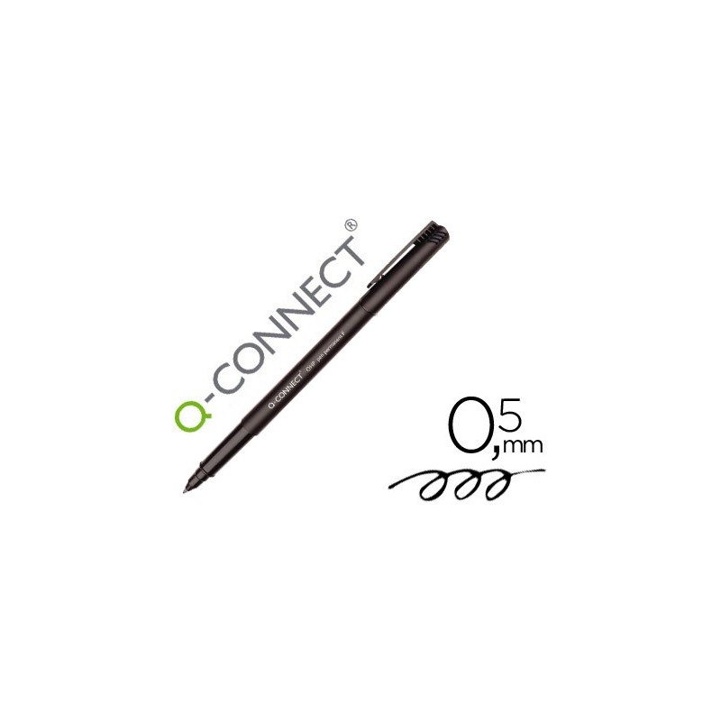 ROTULADOR Q-CONNECT RETROPROYECCION PUNTA FIBRA SUPER FINA REDONDA 0.5 MM PERMANENTE NEGRO