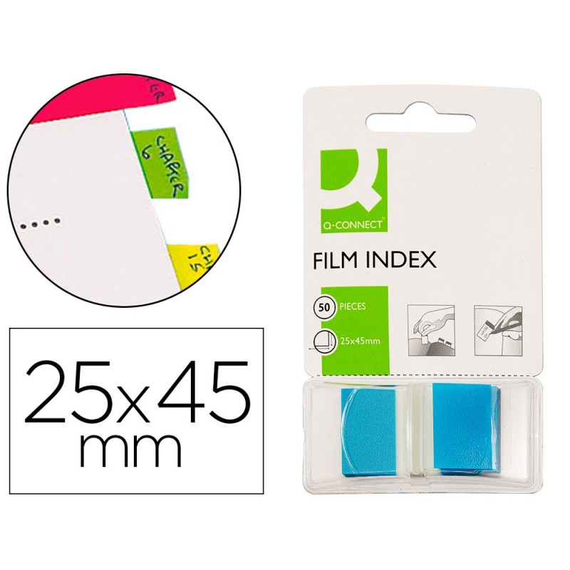 BANDERITAS SEPARADORAS Q-CONNECT AZULES DISPENSADOR DE 50 UNIDADES