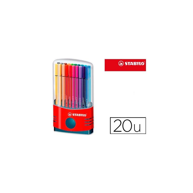 ROTULADOR STABILO PUNTA DE FIBRA PEN 68 COLOR PARADE ESTUCHE DE 20 ROTULADORES