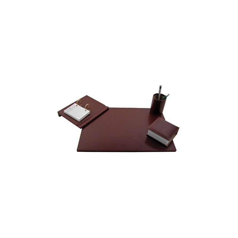 ESCRIBANIA SOBREMESA Q-CONNECT POLIPIEL JUEGO DE 4 PIEZAS COLOR MARRON FABRICADA EN UBRIQUE