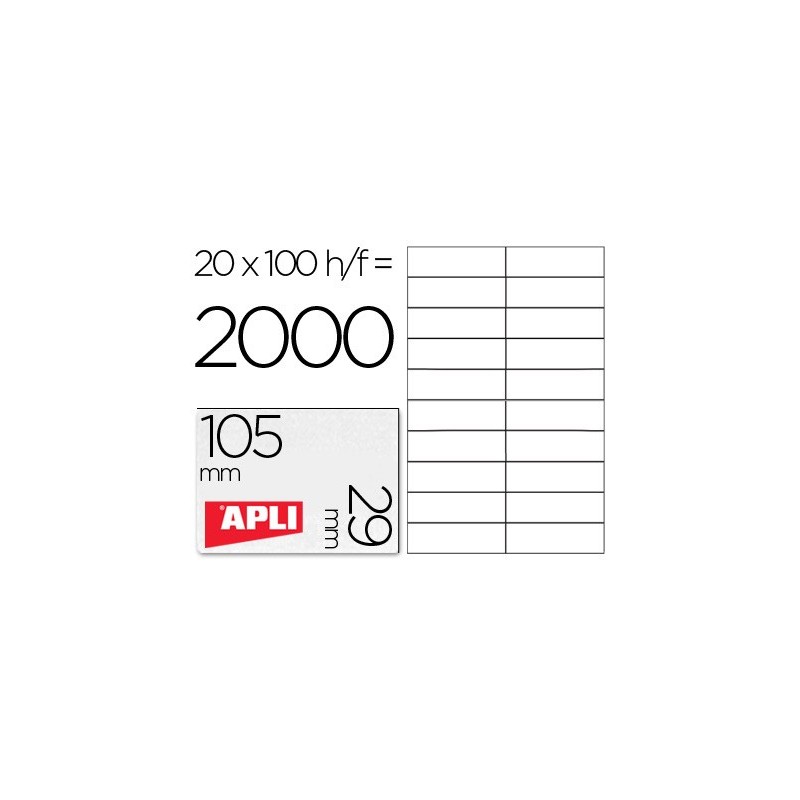 ETIQUETA ADHESIVA APLI 1299 TAMAO 105X29 MM PARA FOTOCOPIADORA LASER INK-JET CAJA CON 100 HOJAS DIN A4