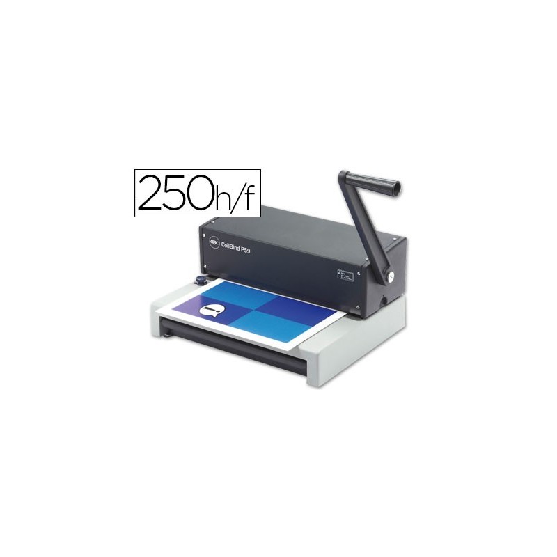 ENCUADERNADORA PARA ESPIRAL METALICO GBC COILBIND P59 PERFORA 15 HOJAS TAMAO A4/ FOLIO ENCUADERNA HASTA 250H