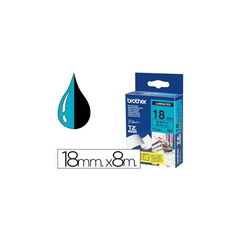 CINTA BROTHER TZE541 AZUL-NEGRO 18MM LONGITUD 8MT