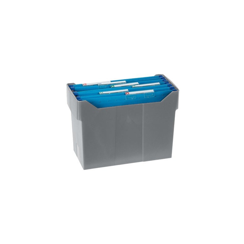 SOPORTE SOBREMESACARPETAS COLGANTES GRIS DE POLIESTIRENO PARA FORMATO DIN A4 CAPACIDAD 20 CARPETAS