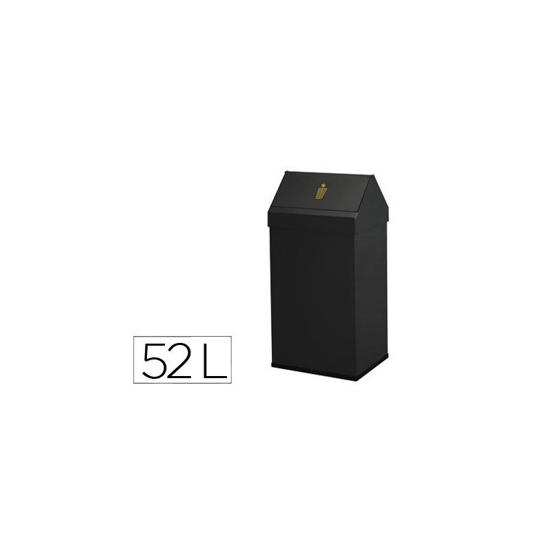 PAPELERA METALICA BASCULANTE GANCHOS INTERIORES ARO INFERIOR PVC ANCHO 32CM ALTO 65CM FONDO 25CM CAPACIDAD 52L