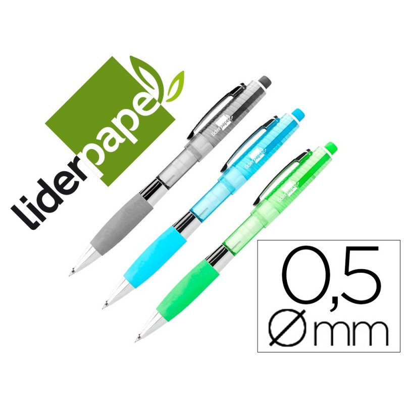 PORTAMINAS LIDERPAPEL 0,5 MM CON GOMA Y SUJECION SOFT COLORES SURTIDOS
