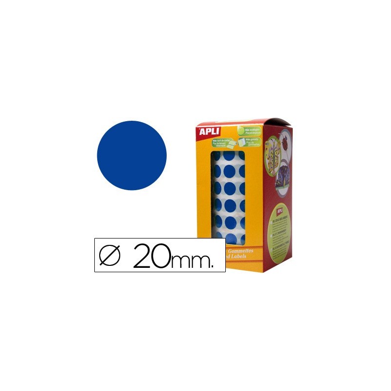 GOMETS AUTOADHESIVOS CIRCULARES 20MM AZUL EN ROLLO