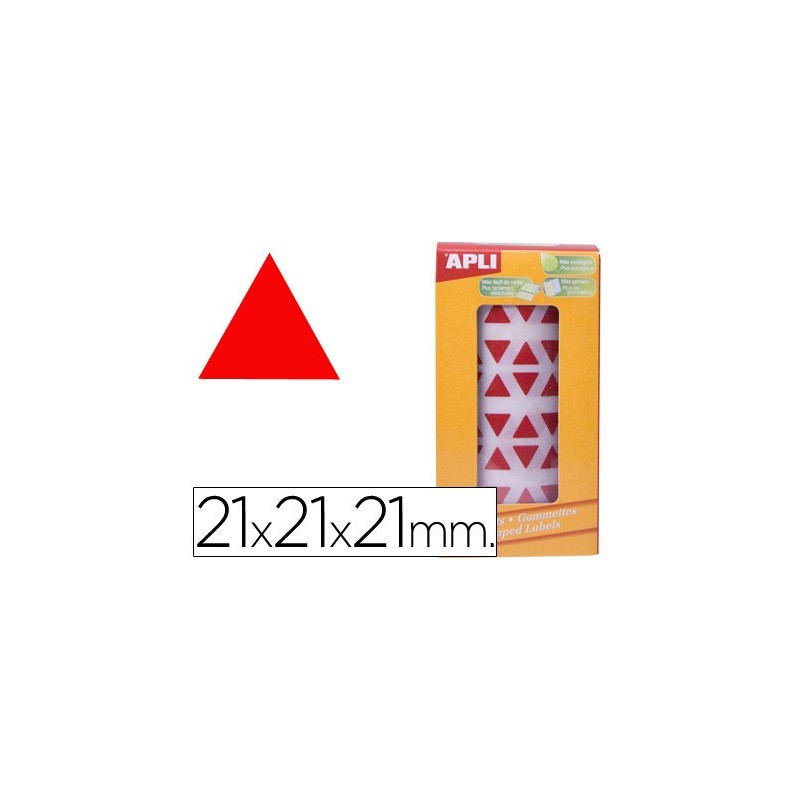 GOMETS AUTOADHESIVOS TRIANGULARES 21X21X21 MM ROJO EN ROLLO