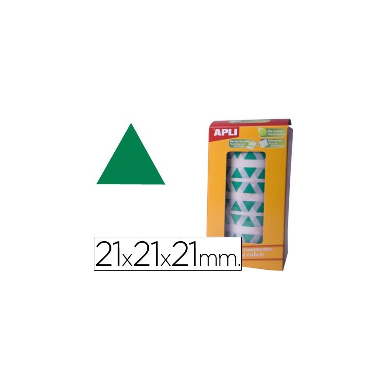 GOMETS AUTOADHESIVOS TRIANGULARES 21X21X21 MM VERDE EN ROLLO