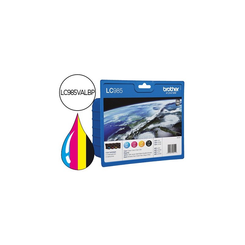 INK-JET BROTHER LC-985VAL 4 COLORES VALUE PACK NEGRO/CIAN/MAGENTA/AMARILLO DCP-J315W