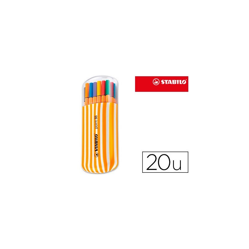 ROTULADOR STABILO PUNTA DE FIBRA POINT 88 ZEBRUI ESTUCHE DE 20 UNIDADES COLORES SURTIDOS