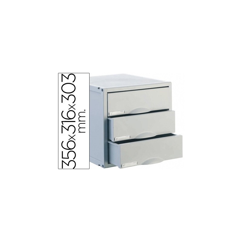 FICHERO CAJONES DE SOBREMESA ARCHISYSTEM 356X316X303 MM 3 CAJONES COLOR GRIS