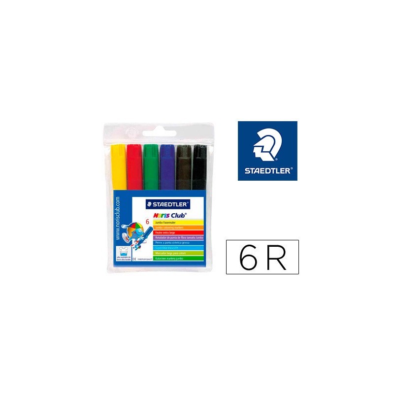 ROTULADOR STAEDTLER COLOR JUMBO TRAZO 3 MM ESTUCHE DE 6 UNIDADES COLORES SURTIDOS