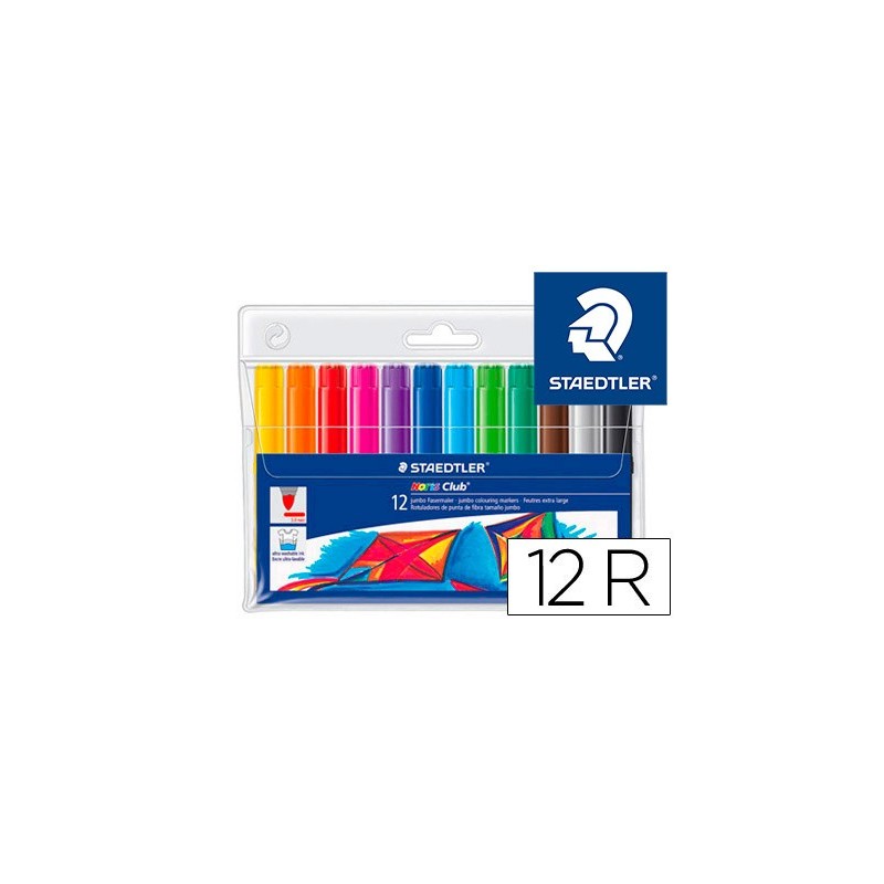 ROTULADOR STAEDTLER COLOR JUMBO TRAZO 3 MM ESTUCHE DE 12 UNIDADES COLORES SURTIDOS
