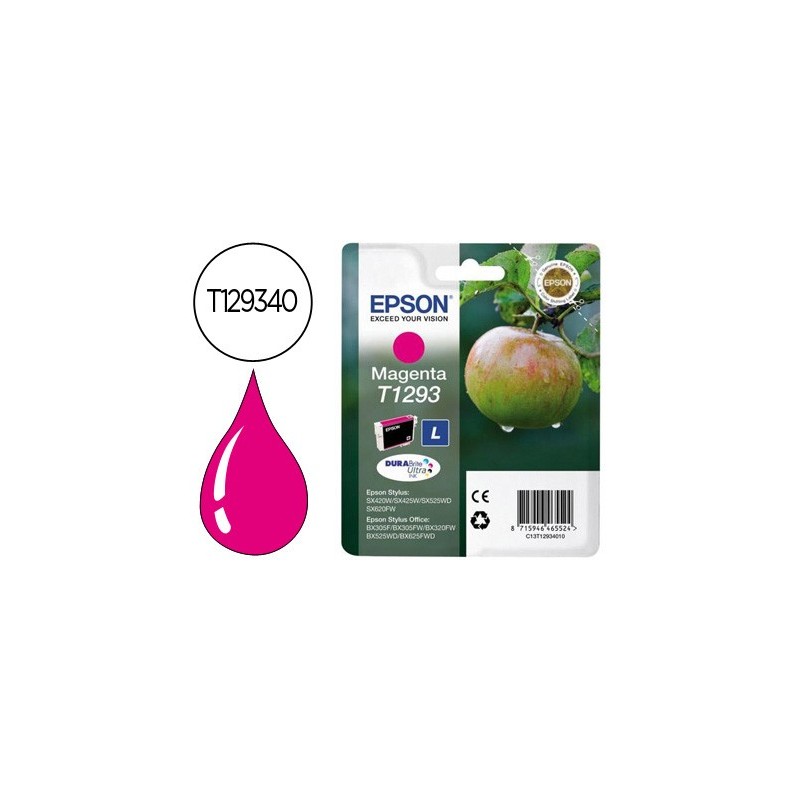 INK-JET EPSON STYLUS T1293 MAGENTA SX420W / 425W / OFFICE BX305F / BX320F -ALTA CAPACIDAD-