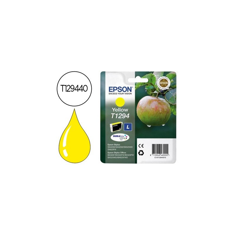 INK-JET EPSON STYLUS T1294 AMARILLO SX420W / 425W / OFFICE BX305F / BX320F -ALTA CAPACIDAD-