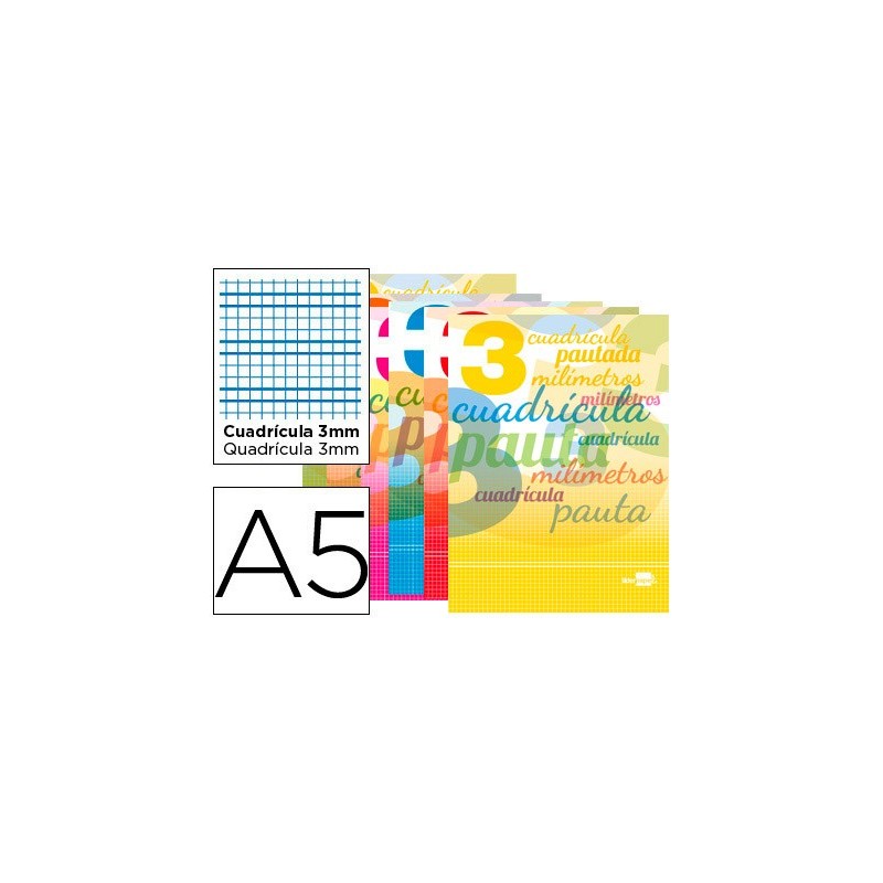 LIBRETA LIDERPAPEL PAUTAGUIA TAPA CARTONCILLO 32 HOJAS DIN A5 70 G CUADRICULADO PAUTADO 3 MM CON MARGEN