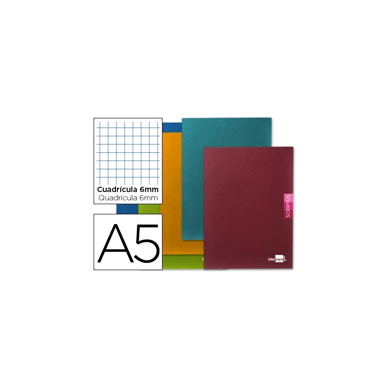 LIBRETA LIDERPAPEL SCRIPTUS A5 48 HOJAS 90G/M2 CUADRO 6MM CON MARGEN