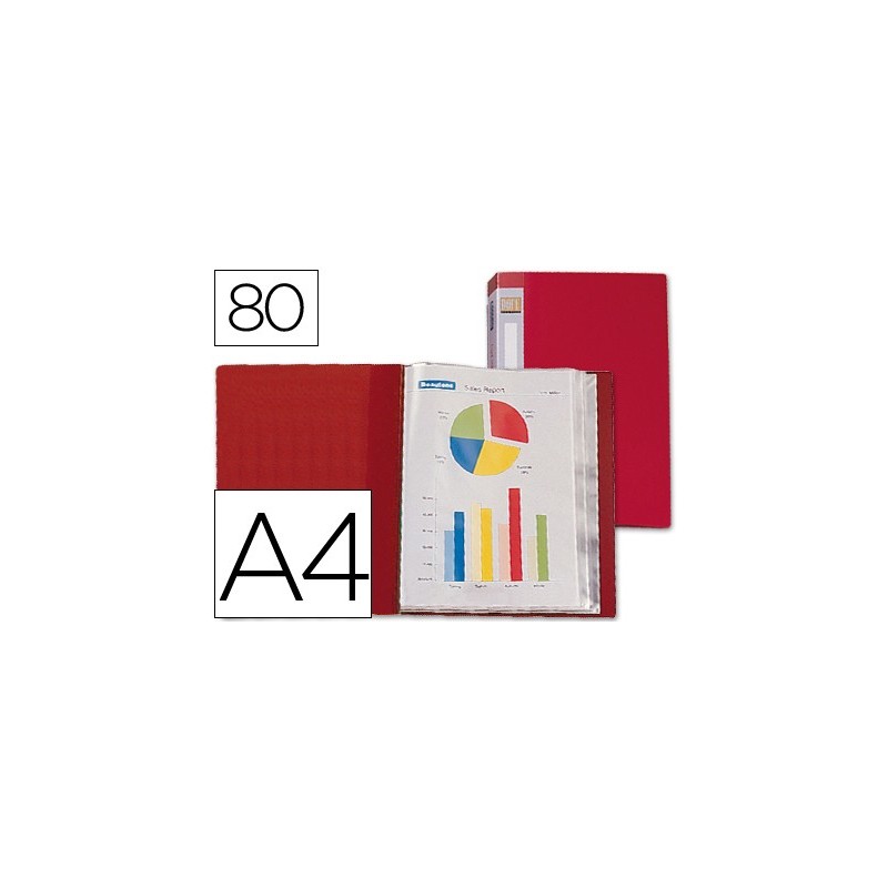 CARPETA LIDERPAPEL PERSONALIZA 31760 80 FUNDAS POLIPROPILENO DIN A4 ROJA LOMO PERSONALIZABLE