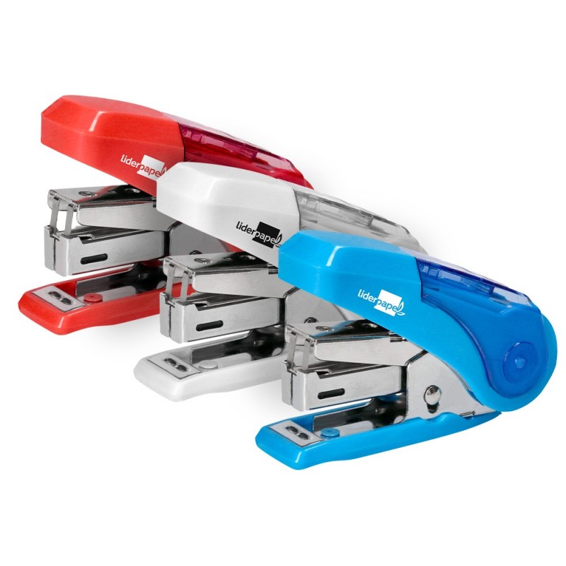GRAPADORA LIDERPAPEL MICRO CON REGALO DE FUNDA Y CAJA DE 1000 GRAPAS N¼10 CAPACIDAD 12 HOJAS COLORES SURTIDOS