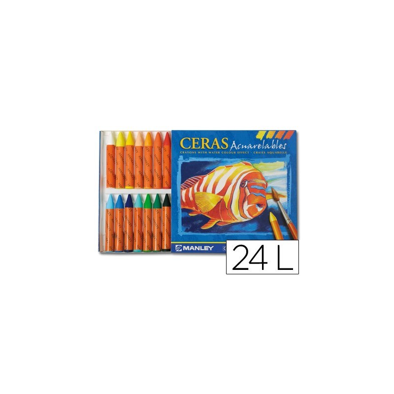 LAPICES CERA MANLEY ACUARELABLE CAJA DE 24 UNIDADES COLORES SURTIDOS
