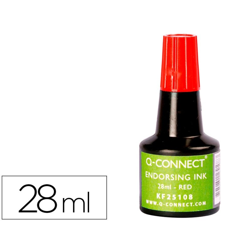 TINTA TAMPON Q-CONNECT ROJO FRASCO DE 28 ML