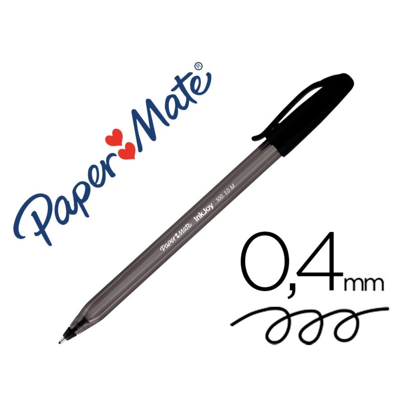 BOLIGRAFO PAPER MATE INKJOY 100 PUNTA MEDIA TRAZO 1MM NEGRO