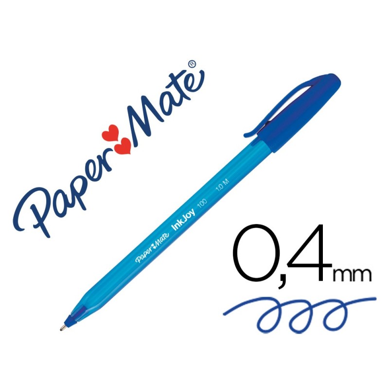 BOLIGRAFO PAPER MATE INKJOY 100 PUNTA MEDIA TRAZO 1MM AZUL