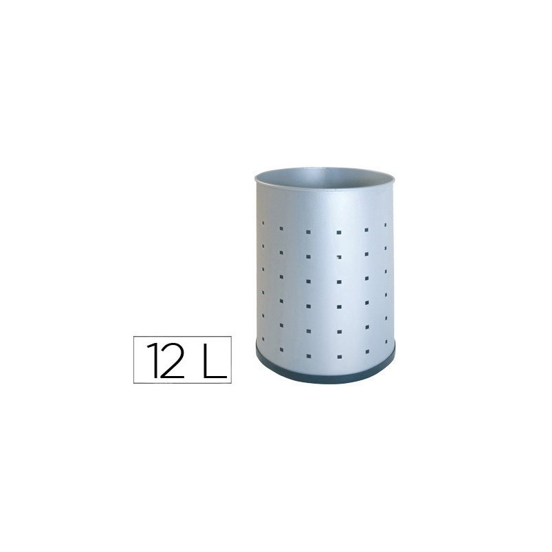 PAPELERA METALICA 101-R PLATEADA PINTADA PERFORADA 315X215 MM