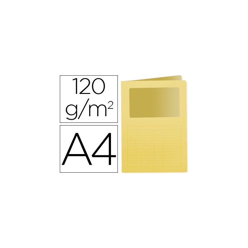 SUBCARPETA CARTULINA Q-CONNECT DIN A4 AMARILLA CON VENTANA TRANSPARENTE 120 GR