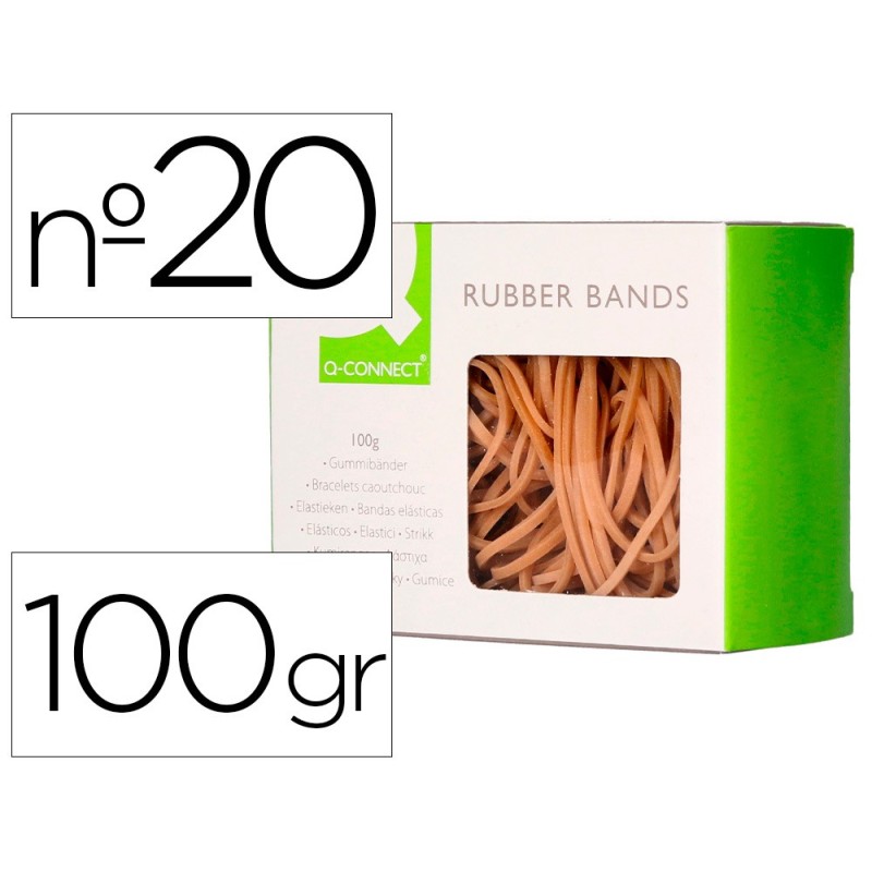 GOMILLAS ELASTICAS Q-CONNECT 100 GR NUMERO 20 200 X 2 MM