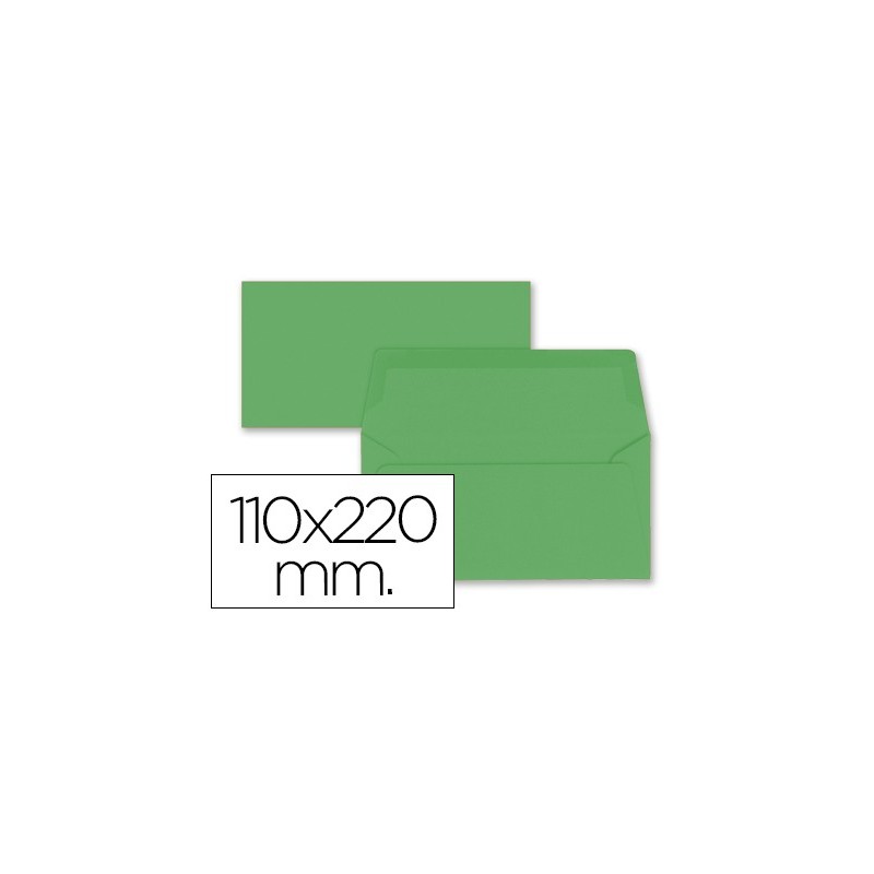 SOBRE LIDERPAPEL AMERICANO VERDE ACEBO 110X220 MM 80 GR PACK DE 9 UNIDADES