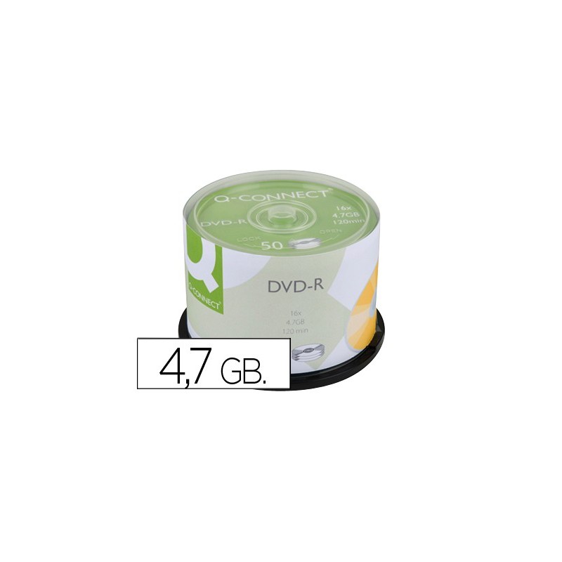 DVD-R Q-CONNECT CAPACIDAD 4,7GB DURACION 120MIN VELOCIDAD 16X BOTE DE 50 UNIDADES