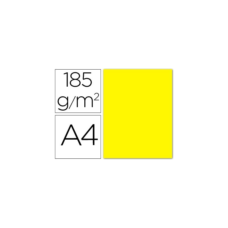 CARTULINA GUARRO DIN A4 AMARILLO CANARIO 185 GR PAQUETE 50 HOJAS
