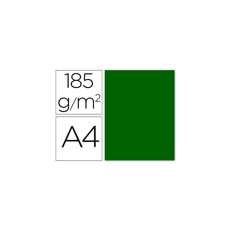CARTULINA GUARRO DIN A4 VERDE BILLAR 185 GR PAQUETE 50 HOJAS