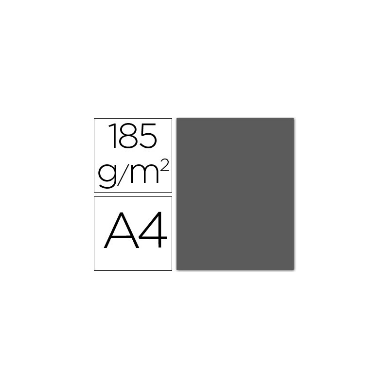 CARTULINA GUARRO DIN A4 GRIS PLOMO 185 GR PAQUETE 50 H